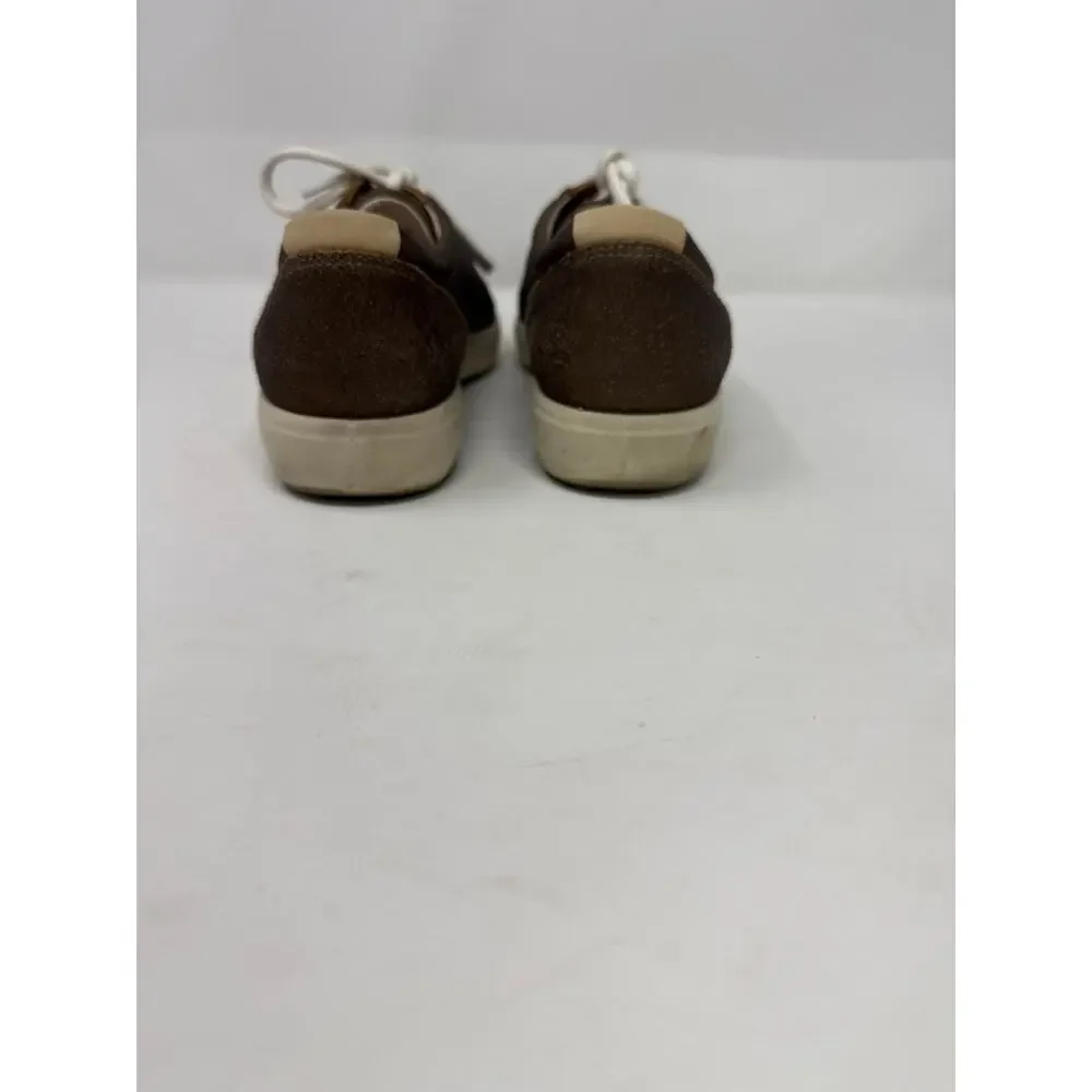 ECCO Leather Sneaker Size 9 Dark Gold Sparkle  (A4)